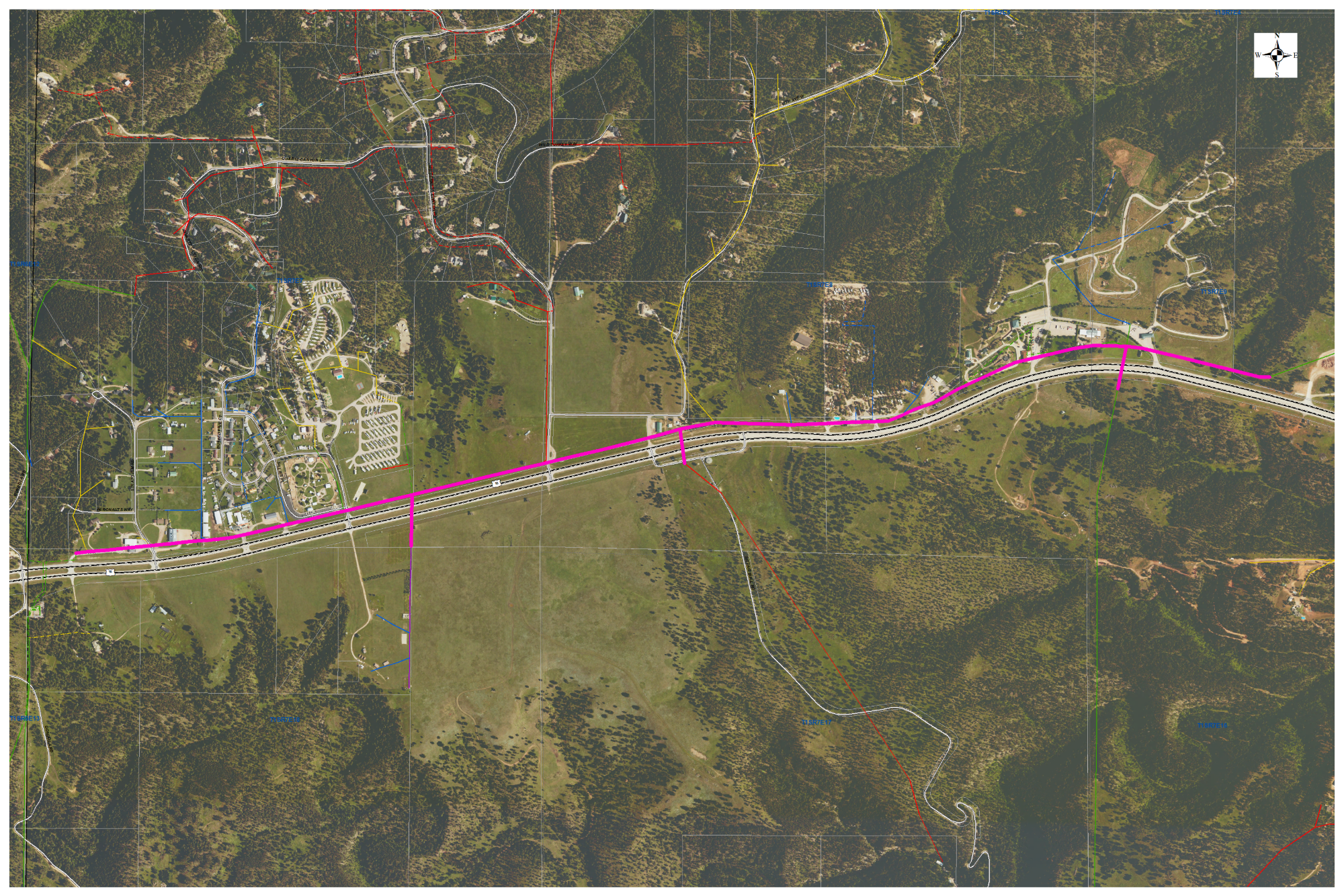 Figure 1: 2.4 line miles. Approximate boundary of overhead lines (solid purple) to be converted to underground