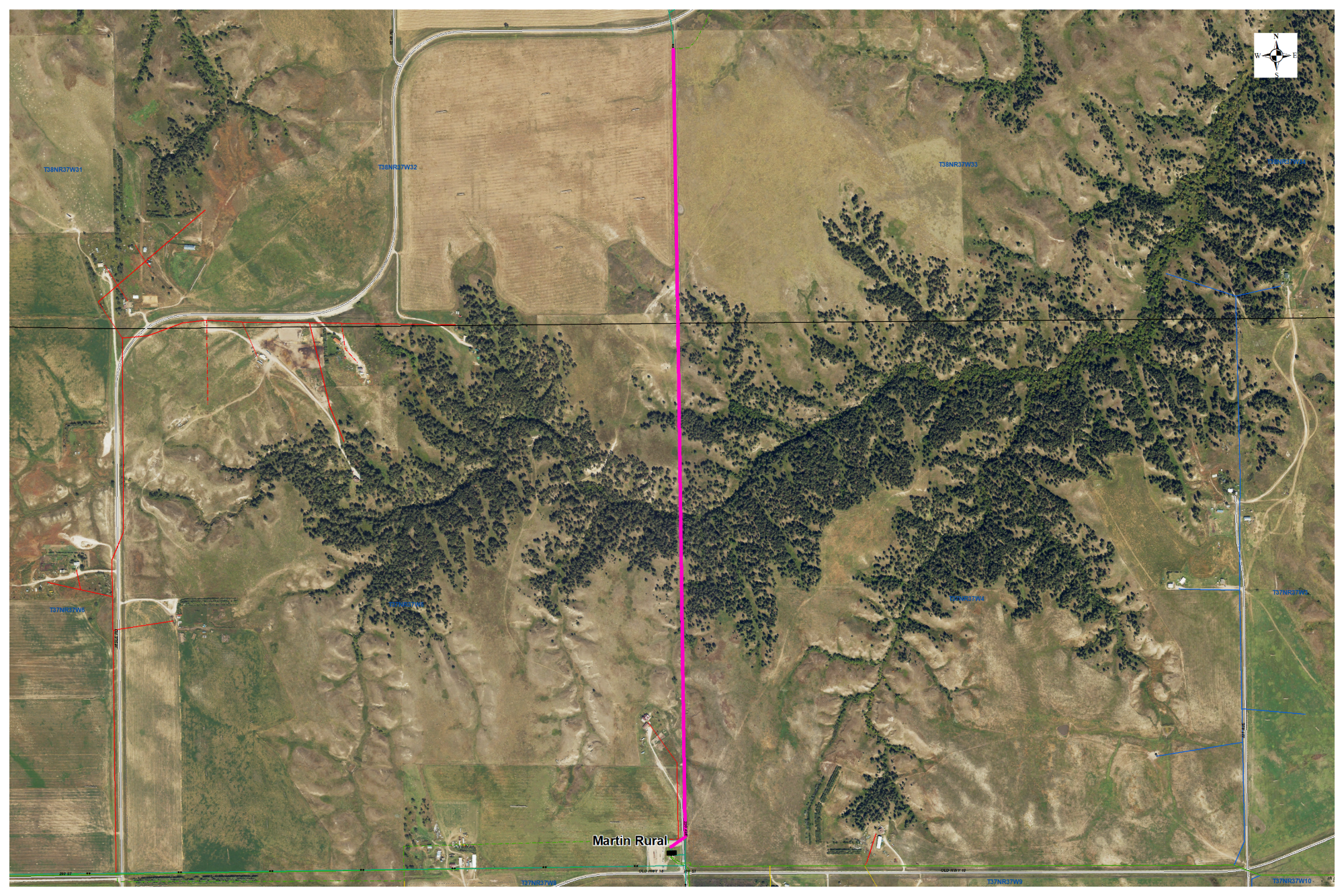 Figure 1: Approximate boundary of overhead lines (solid purple) to be converted to underground