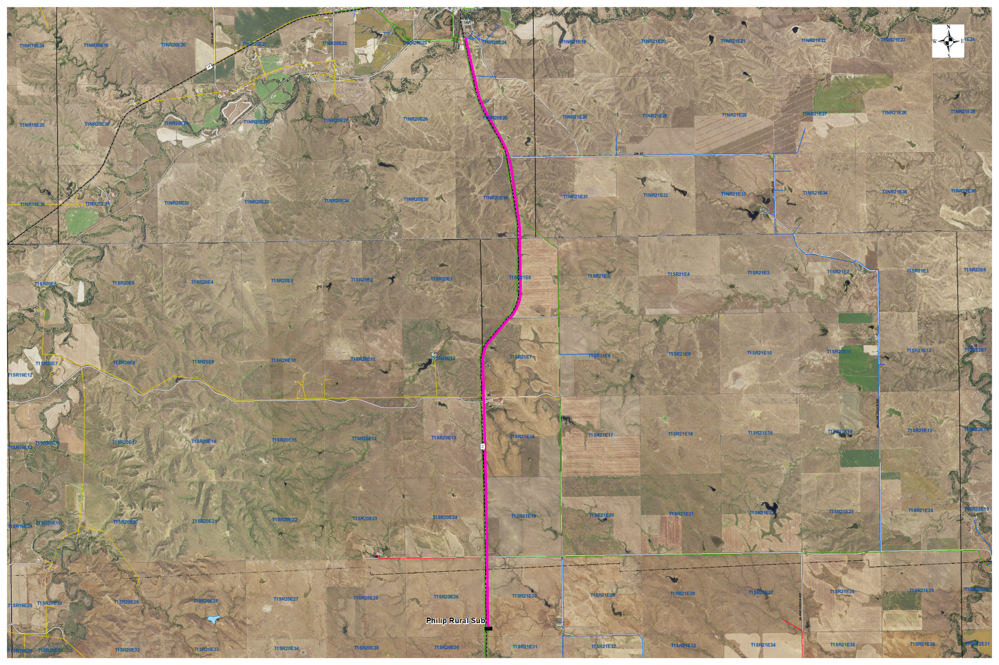 Figure 2: Approximate boundary of overhead lines (solid red) to be converted to underground